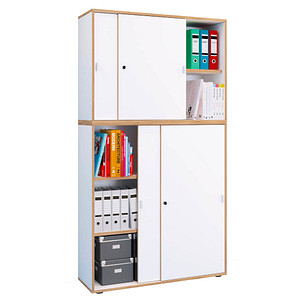 4051814444845 - Holz Büroschrank Ordner Aktenschrank Büromöbel Schrank Salia 5-fach Breite 100 cm Schiebetüren
