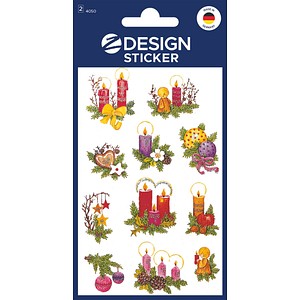 4004182040508 - 10 x Sticker Weihnacht Papier beglimmert 2 Bogen Motiv Kerzen