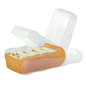 4012473998018 - Karteikasten CROCO 97 x 67 x 191 cm (B x H x T) DIN A8 quer 500 Karten Polypropylen orange transluzent 5 Stützplatten