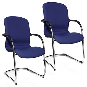 4014296966984 - OPEN CHAIR - der Design-Besucherstuhl Freischwinger gepolstert VE 2 Stk royalblau