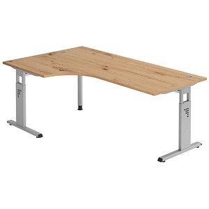 4032062193143 - OS 82 höhenverstellbarer Schreibtisch asteiche L-Form C-Fuß-Gestell silber 2000 x 800 1200 cm 4032062193143 - OS 82 höhenverstellbarer Schreibtisch asteiche L-Form C-Fuß-Gestell silber 2000 x 800 1200 cm