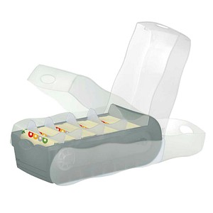 4012473998346 - - Karteikasten croco 97 x 67 x 191 cm (b x h x t) din A8 quer 500 Karten Polypropylen grau transluzent 5 Stützplatten