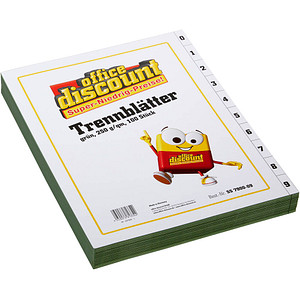 4250073813342 - Trennblätter DIN A4 0-9 grün 250 g qm 100 St