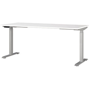 4005949791497 - Sitz-Steh-Schreibtisch JET 7909-639 elektrisch höhenverstellbar 180x80cm (BxT) rechteckig weiß Silber 4005949791497 GERMA 4005949791497 - Sitz-Steh-Schreibtisch JET 7909-639 elektrisch höhenverstellbar 180x80cm (BxT) rechteckig weiß Silber 4005949791497 GERMA
