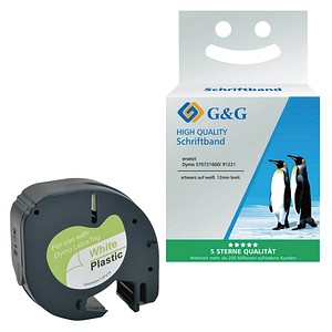 6941881284254 - Premium Schriftband 12mm4m komp zu 91221S0721660 schwarz auf weiß 6941881284254 G und G