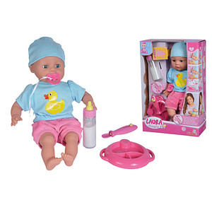 4006592509644 - Weichkörper-Babypuppe Laura Hungry mit Schnuller und Fütterzubehör 38 cm