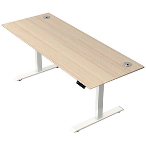 Kerkmann Move 2 Plus elektrisch höhenverstellbarer Schreibtisch ahorn rechteckig, T-Fuß-Gestell weiß 200,0 x 80,0 cm