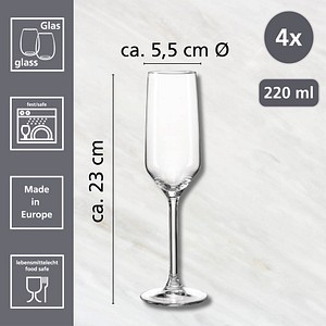 4006344320176 - Sektglas RITZENHOFF & BREKER Rumba transparent B55cm H23cm Ø55cm Glas Trinkgefäße 4er Set je 220 ml