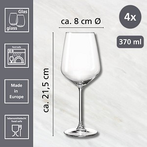 4006344320183 - Weißweinglas RITZENHOFF & BREKER Rumba transparent B8cm H215cm Ø8cm Glas Trinkgefäße 4er Set je 370 ml