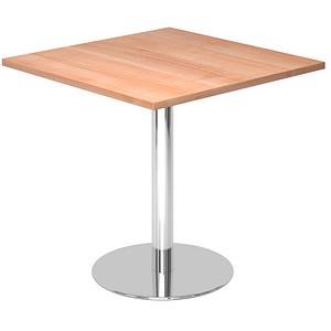 4032062150078 - Besprechungstisch LxB 800 x 800 mm 755 mm hoch Gestell verchromt Platte Nussbaum-Dekor 4032062150078 - Besprechungstisch LxB 800 x 800 mm 755 mm hoch Gestell verchromt Platte Nussbaum-Dekor