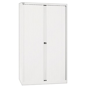 Bisley Aktenschrank EuroTambours? PLUS ET412194SPWW696, Kunststoff/Stahl abschließbar, 5 OH, 120 x 198 x 43 cm, weiß 5020073830736 Bisl