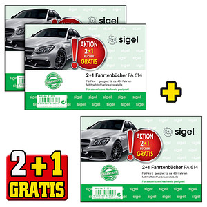 2 + 1 GRATIS: 2 SIGEL Fahrtenbuch, Pkw mit Kraftstoffverbrauch Formularbücher FA614 + GRATIS 1 St.