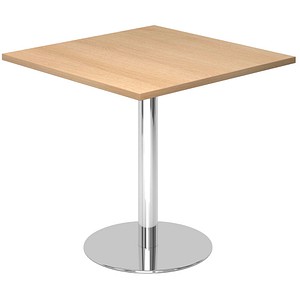 4032062157589 - Besprechungstisch LxB 800 x 800 mm 755 mm hoch Gestell verchromt Platte Eiche-Dekor 4032062157589 - Besprechungstisch LxB 800 x 800 mm 755 mm hoch Gestell verchromt Platte Eiche-Dekor