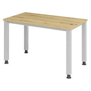 HAMMERBACHER QS612 Schreibtisch asteiche rechteckig, 4-Fuß-Gestell silber 120,0 x 67,2 cm