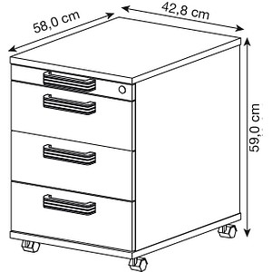 4032062120965 - Rollcontainer TOPAS LINE 3 Schübe 1 Utensilienauszug abschließbar lichtgrau lichtgrau T 580 mm 4032062120965 - Rollcontainer TOPAS LINE 3 Schübe 1 Utensilienauszug abschließbar lichtgrau lichtgrau T 580 mm
