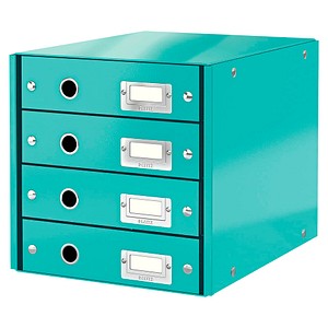 LEITZ Schubladenbox Click & Store eisblau DIN A4 mit 4 Schubladen