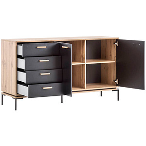 4027181114995 - Sideboard 701729 eiche schwarz 2 Fachböden 1546 x 450 x 857 cm
