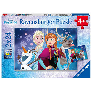 4005556090747 - Ravensburger Kinderpuzzle - 09074 Frozen - Nordlichter - Puzzle für Kinder ab 4 Jahren Disney Frozen Puzzle mit 2x24 Teilen