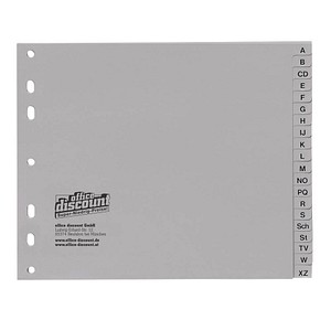 office discount Ordnerregister DIN A4 Halbformat A-Z grau 20-teilig, 1 Satz
