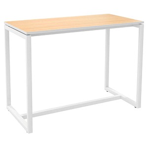 3660141221213 - Paperflow Rechteckiger Stehtisch mit buchefarbener Melaminplatte und weißem Gestell easyDesk 1500 x 750 x 1100mmm 3660141221213 - Paperflow Rechteckiger Stehtisch mit buchefarbener Melaminplatte und weißem Gestell easyDesk 1500 x 750 x 1100mmm