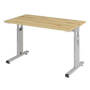 HAMMERBACHER OS612 Schreibtisch Asteiche rechteckig, C-Fuß-Gestell silber 120,0 x 67,2 cm