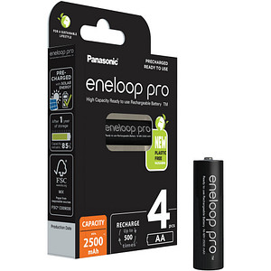 4 eneloop Akkus pro Mignon AA 2.500 mAh