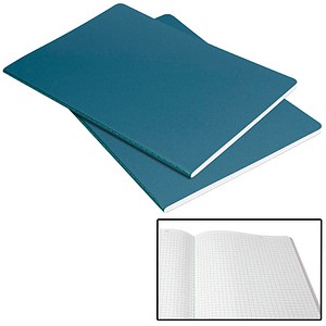 4004360770449 - 2 SIGEL Notizhefte Linescape DIN A5 kariert mittelblau neon-grün Softcover 68 Seiten