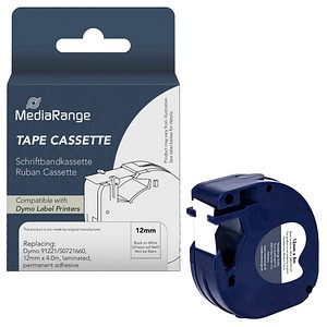 4260459619031 - Schriftband kompatibel zu Dymo 91221S0721660 12 mm x 4 m permanent haftend schwarz auf weiß 4260459619031 MediaRange