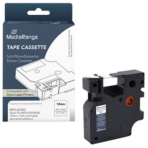 4260459618898 - Kunststoff-Schriftbandkassette für ersetzt Dymo D1 45013 S0720530 permanent haftend 12mm 7m laminiert schwarz auf weiß