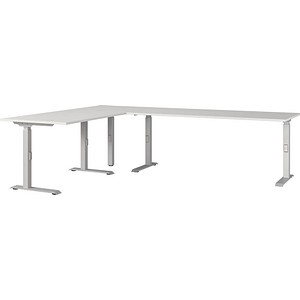 4005949792142 - Eckschreibtisch Agenda mechanisch höhenverstellbar B 2600 x T 2000 x H 680-910 mm Lichtgrau Silber 4005949792142 - Eckschreibtisch Agenda mechanisch höhenverstellbar B 2600 x T 2000 x H 680-910 mm Lichtgrau Silber