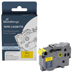 4260664874386 - Schriftband kompatibel zu Brother TZe-651 Permanent haftend 24 mm Länge 8 m schwarz auf gelb 4260664874386 MediaRange 4260664874386 - Schriftband kompatibel zu Brother TZe-651 Permanent haftend 24 mm Länge 8 m schwarz auf gelb 4260664874386 MediaRange