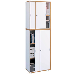 4051814444821 - Holz Büroschrank Ordner Aktenschrank Büromöbel Schrank Salia 5-fach Breite 60 cm Schiebetüren