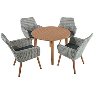 Garden Pleasure Sitzgruppe RAPALLO/ARVADA dunkelgrau, grau Kunststoff, Holz, 9-teilig