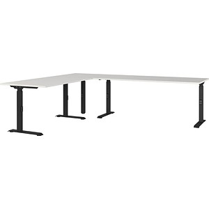 4005949792159 - Eckschreibtisch Agenda mechanisch höhenverstellbar B 2600 x T 2200 x H 680-910 mm Lichtgrau Schwarz