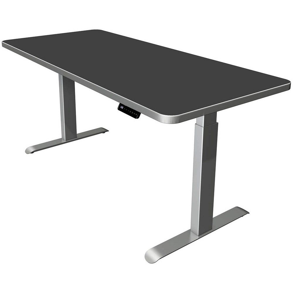 Kerkmann Move 3 Premium elektrisch höhenverstellbarer Schreibtisch  anthrazit rechteckig, T-Fuß-Gestell silber 180,0 x 80,0 cm