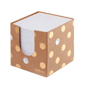 4008110574387 - herlitz Zettelbox Pure Glam 90 x 90 mm braun bedruckt mit Punkten aus Kraftkarton Papier holzfrei - 1 Stück (50021819) 4008110574387 - herlitz Zettelbox Pure Glam 90 x 90 mm braun bedruckt mit Punkten aus Kraftkarton Papier holzfrei - 1 Stück (50021819)