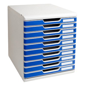 Exacompta Schubladenbox Modulo  blau 302003D, DIN A4 mit 10 Schubladen