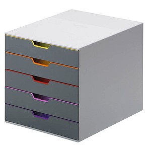 DURABLE Schubladenbox VARICOLOR® dunkelgrau mit bunten Farblinien DIN C4 mit 5 Schubladen DURABLE Schubladenbox VARICOLOR® dunkelgrau mit bunten Farblinien DIN C4 mit 5 Schubladen