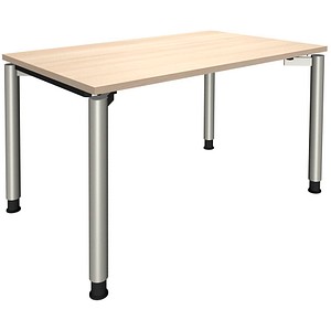 4260267323618 - fm fastline höhenverstellbarer Schreibtisch akazie rechteckig 4-Fuß-Gestell silber 1200 x 800 cm