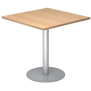 4032062157596 - Besprechungstisch LxB 800 x 800 mm 755 mm hoch Gestell silber Platte Eiche-Dekor kaiserkraft