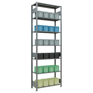 4004514280091 - Schulte Lagertechnik Fachbodenregal MULTIplus150 Steck-Grundregal B 1000 x T 400 x H 3000 mm 7 Ebenen bis 1500 kg verzinkt