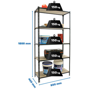 8425437099281 - Schwerlastregal MADERCLICK MINI 8425437099281 anthrazit 800 x 400 x 1800 cm 8425437099281 Simonrack