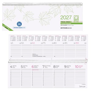 Zettler Schreibtischquerkalender 28,6x9,9cm 1 Woche/2 Seiten RC 2027