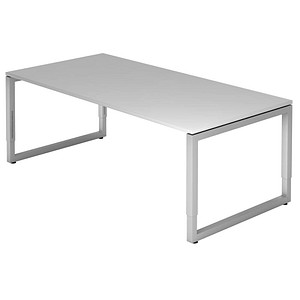 Hammerbacher Schreibtisch VRS, manuell höhenverstellbar, 85cm (H), 200x100cm (BxT), grau / silber 4032062154465 Hammerbacher 6 Stück