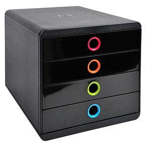 9002493424265 - Schubladenbox Pop-Box 314498D schwarz bunt 4 Schubladen geschlossen 9002493424265 Exacompta