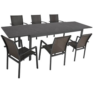 4041908121295 - Sitzgruppe NEREA schwarz Metall 7-teilig 4041908121295 Garden Pleasure
