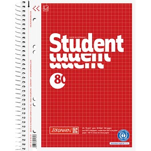 4003273571853 - Collegeblock 10-6787201 Student Recycling Lineatur 28   kariert mit Rand innen außen A5 70g rot 80 Blatt 4003273571853 Brun