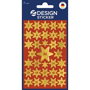 4004182528099 - 10 x Sticker Weihnacht Glanzfolie 2 Bogen Motiv Sterne gold
