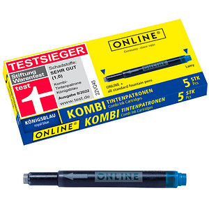 ONLINE® 17202 Tintenpatronen für Füller königsblau 5 St.