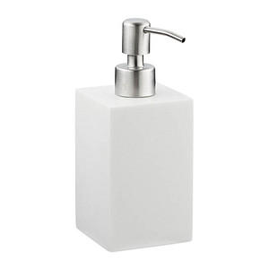 4052025908621 - Seifenspender 300 ml nachfüllbar Bad Küche Flüssigseifenspender eckig Polyresin Edelstahlpumpe weiß - Relaxdays 4052025908621 - Seifenspender 300 ml nachfüllbar Bad Küche Flüssigseifenspender eckig Polyresin Edelstahlpumpe weiß - Relaxdays